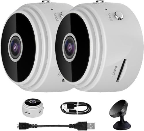 Vista Focus Magnetic Mini Security Camera, Vistafocus Security Camera 360, Mini 1080p HD Wireless Camera, Intelligent Motion Detection, App Controlled, Outdoor and Indoor Use Camera (White 2Pcs)