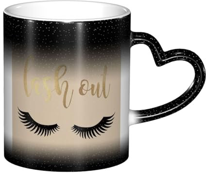 GSGCSBYMLG Tasse mit Wimperndruck, Farbwechsel, Keramik, wärmeempfindlich, Farbwechsel, magische Teetasse