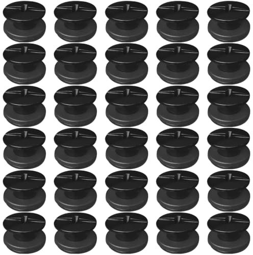 SHSMPXOY 30 Juegos Remaches Tornillo Encuadernacion, M5*4Tornillos de Chicago,Remaches de Tornillo Para Cuero Reparación para Bolsos, Libros, Collares, Mochilas, Correas de Perro (Negro Mate)