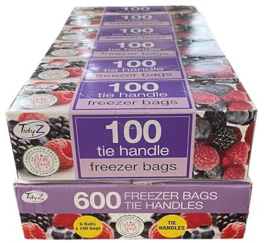 Tidyz 600 FOOD & FREEZER BAGS WITH TIE HANDLES (6 boxes of 100 bags)