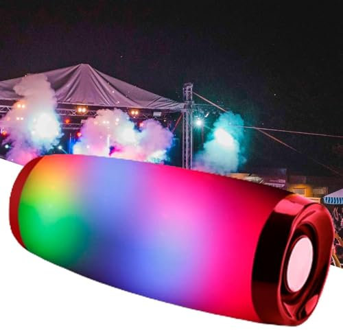 JMbpkduHs Haut-Parleur Bluetooth sans Fil, Boom Box à Lumière LED Colorée, Prise en Charge De La Carte TF, Radio FM, étanche, Barre De Son USB, pour Fêtes, Célébrations De Vacances, Extérieur,B