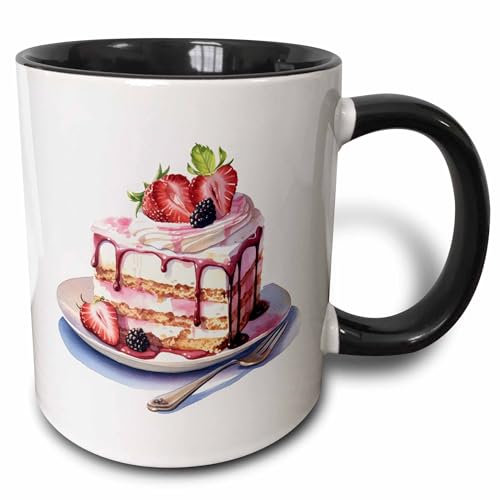 Tazza Da Ufficio Strawberry Ice Cream Cake Illustration Mug Tazza Personalizzata Facile Da Impugnare Latte Thè Mug 330Ml