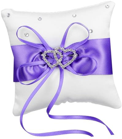 Cabilock Doppelhochzeitsringkissen Mit Satinbändern Und Strass-doppelt Herz Für Hochzeitszeremonie Leicht Und Tragbar Mit Halterung Für Ringträger