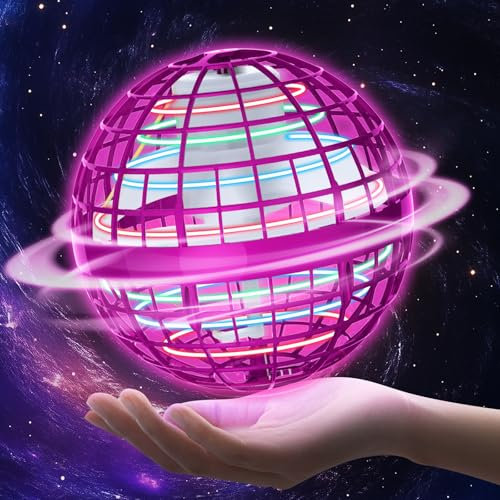 Amplelife 2024 Fliegender Ball Pro - Flying Hover Ball Toys FüR Kinder Jungen Mädchen, Mini Drone Schwebender Boomerang Orb Spielzeug, Halloween Weihnachten Geburtstag Coole Geschenkidee (Rosa)