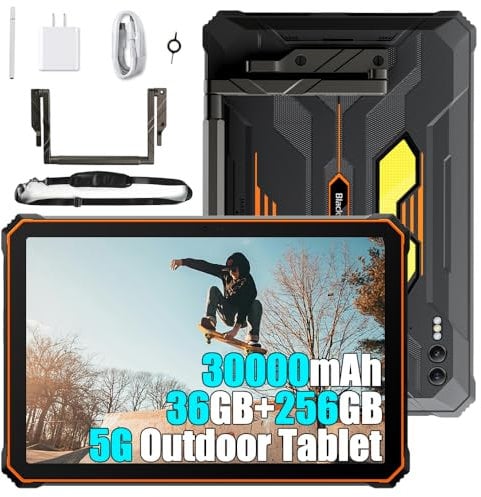 Blackview Active 10 Pro 2025 Outdoor Tablet 5G, 36GB+256GB Android 14 Tablet 10.95 FHD+, 30000mAh Rugged Tablet PC, 108MP+50MP, 2 Speakers, IP68 Waterproof Tablet 4G LTE, 5G,OTG,GPS,NFC (Orange)