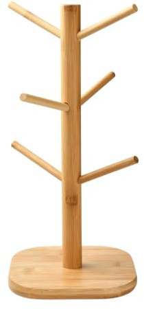 Airssory Présentoir en bois en forme de tour d'arbre avec 6 crochets pour bijoux, bracelets, porte-clés, tasses, accessoires de support