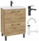 .Deftrans Waschbeckenunterschrank 50x80 cm mit waschbecken – Badezimmer Unterschrank Eiche Craft, stehend mit 2 Schubladen Soft-Close, Badmöbel mit Waschtischarmatur