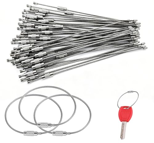 50 Stück 15 cm Draht Schlüsselanhänger – Multifunktionale Schlüsselringe mit Drehverschluss für DIY-Projekte, Gepäckanhänger, Schmuck und mehr – Robuste und langlebige Schlüsselbund-Option
