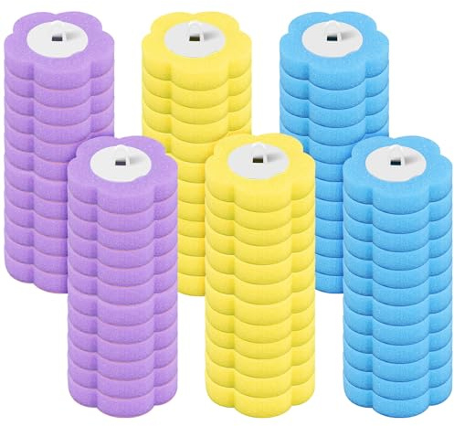 72 Stück Einweg Toilettenbürste Nachfüller,Schwamm Toilettenbürsten Nachfüllpackungen,Reiniger Nachfüllungen für Badezimmerbürsten für die Haushaltsreinigung (Blau-lila-gelb, 72pcs)