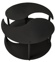 Hanah Home Modern Black Coffee Table Set (2 Pieces), 70 cm Diameter, 38 cm Height | 100% MDF with Compressed Kraft Legs | Stylish & Functional for Any Living Space