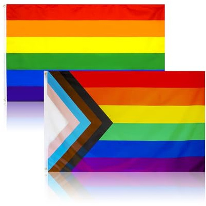 Pride Flag 2 Stück 90x150cm, Regenbogen Flagge LGBTQ, Große Fahne mit Ösen, Bunte Regenbogen Farben für Parade, Deko, Festival, Outdoor, lgbtq pride flag für Zuhause und Events