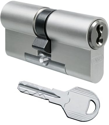 EVVA ICS Hochsicherheits-Doppelzylinder mit 8 Schlüssel, Länge (a/b) 46/46mm (c=92mm), mit Not-u. Gefahrenfunktion BSZ, modulare Bauweise SYMO