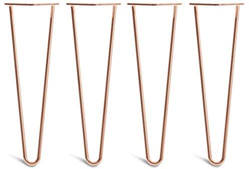 The Hairpin Leg Co. 4X Haarnadel-Tischbeine: Doppel-Schweiß Stahl, Schrauben, Anleitung, Schutzfüße. Klassischer 10mm 2 Stangen Stil. 40cm Kupfer