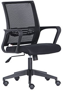 Peach PO201 Heimbüro Drehstuhl, schwarz, 115 kg Belastbarkeit, 59 x 58 x 91 [cm], mit Armlehnen, ergonomisch, anschmiegsam, verstellbar