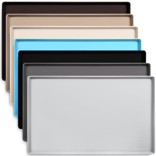 DogBuddy Waterproof Silicone Pet Food Mat with Edges - Nonslip Dog Feeding Mat for Puppy Supplies - Small (19x12), Mist