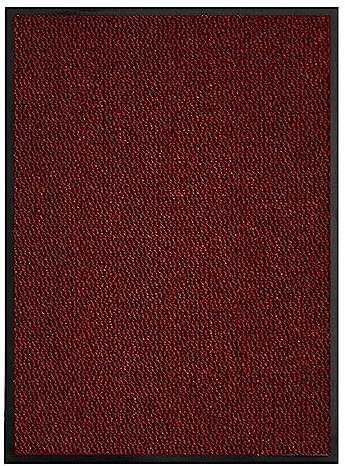 KAV Non-Slip Washable Door Mat Dirt Trapper - Dust Absorbent Entryway Rug - Front Door Decor, Durable Indoor and Outdoor Doormats for Home, Kitchen & Bathroom Mat - 60cm x 90cm - Red/Black