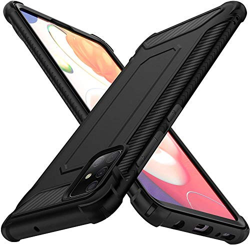 ORETECH Coque Compatible avec Samsung Galaxy A51 4G, Coque pour Galaxy A51 avec 2 x Protecteur D'écran en Verre Trempé Hybride Robuste 2 en 1 Antichoc PC TPU Ultra Mince Etui pour Samsung A51 Noir