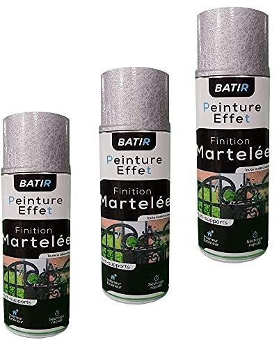 Lot de 3 Bombes de Peinture, Spray Peinture Effet déco, Intérieur et Extérieur, 400 ml, de MadeInNature (Effet martelé gris lot de 3)