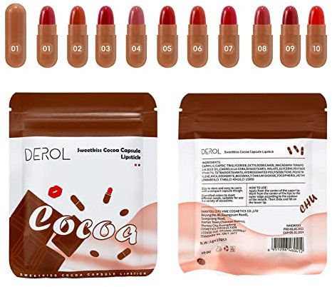 Allbestaye Kapsel-Lippenstift-Set, Lipgloss Set Flüssig in Kapselform, Tragbar 10 Stück