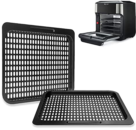 DEMEDO 2 Pcs Cooking Trays Replacement for Instant Vortex, Innsky, Chefman and other Air Fryer Oven, Removable Mesh Cooking Rack for Air Fryer Accessories, Black