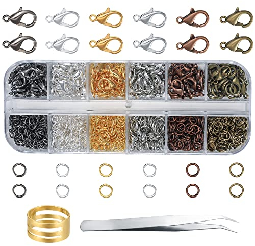 120 Pezzi Ganci Chiusure Moschettone, 840 Pezzi Anellini Aperti, Ganci per Braccialetti, Moschettoni Chiusure per Bigiotteria Fai da Te Creazione Collane Portachiavi