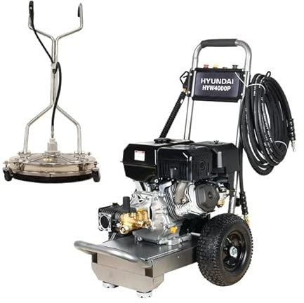 Hyundai 4000psi Petrol Jet Wash 420cc 15L/min Petrol Pressure Washer & 20 / 51cm Flat Surface Cleaner & 3 Year warranty