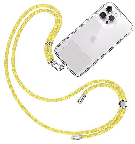 TBOC Cordon Collier Laniere Portable [Jaune] - Sangle Accrocher Coque Cou pour Pochette Telephone - Accessoire Bandouliere Attache Porte Etui Avec Lanyard Femme Homme Protection Integrale