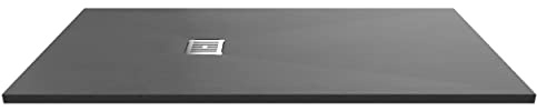 nuie NLT71063 Modern Bathroom Slimline Rectangular Shower Tray - Grill Not Included, 800mm x 1700mm, Slate Grey