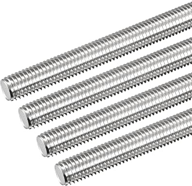 sourcing map Tige Filetée M12 x 160mm Acier Inoxydable 304, 1.75mm de Pas Filetage Droite 4Pcs Tiges Entièrement Fileté pour Projets de Bricolage