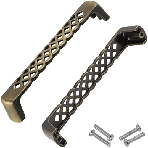 AERZETIX - C64405-2er-Set Möbelgriffe achsabstand 128 mm im vintage-stil - für tür schrank wandschrank schublade einrichtung dekoration küche wohnzimmer montage - aus metall - farbe altgold
