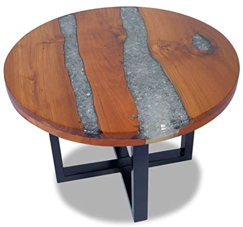 BADJAS Couchtisch Teak Harz 60 cm Couchtisch, Wohnzimmertisch, Kaffeetisch, Sofatisch
