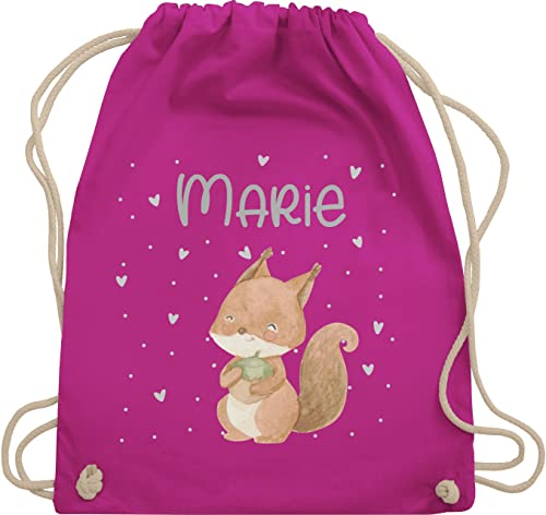 Turnbeutel Rucksack - Tiere - Eichhörnchen Eichhorn Squirrel - Unisize - Fuchsia - stoffbeutel kindergarten kita baumwolle beutel personalisierte geschenke name sportbeutel kinder