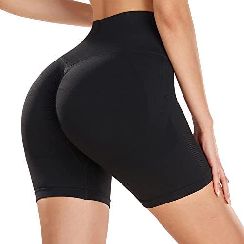 Somdiffy Short Sport Femme Push Up Legging Court Taille Haute Collants Butt Scrunch pour Fitness Gym Yoga Cycliste
