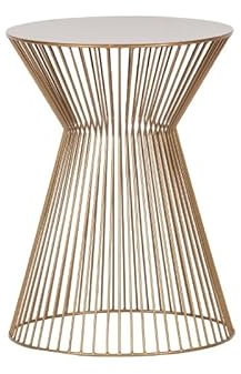 Dezain® - Beistelltisch Suus aus Metall | ideal als Nachttisch, Pflanzenhocker & Telefontisch | Kleiner Beistelltisch für Deko | runder Couchtisch in Gold