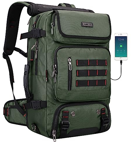 WITZMAN Reiserucksack Herren Groß Convertible Nylon Reisetasche Reiserucksack Handgepäck Flugzeug Fit 17 zoll Laptop（B682 Grün）