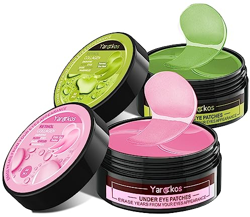 2 Stück 60 Pcs Hydration Feuchtigkeitsspendende Eye Pad Mask, Grün+Rosa, 30 Paare Kollagen Hydrogel Anti Aging Augenpads, Hyaluronsäure Augenmaske Dunkle Augenringe Entfernen, Kollagenaugenmaske