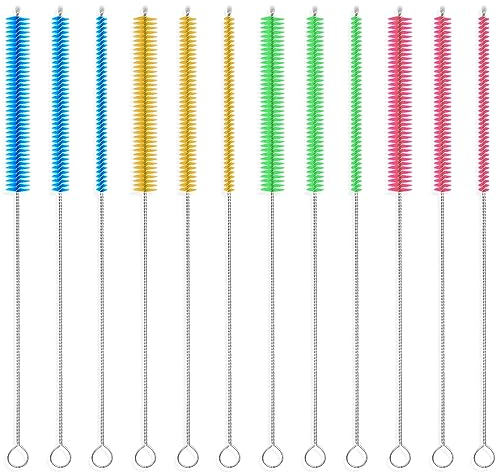 RAFIYU 12 Piezas Cepillo para Pajita, 25cm cepillos de Limpieza de Paja de Color, Cepillo Limpia biberones,Cepillo para Detalles de Colores,Cepillo de Botellas,Cepillo de Limpieza de Detalles para