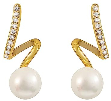 Wendalern Spirale Perle Tropfen Baumeln Ohrringe Diamant Cz Spirale Ohrringe Vintage Verdreht Kristall Perle Ohrstecker Baumeln Kleine Perle Hochzeit Ohrringe Brautschmuck Für Frauen Und Mädchen