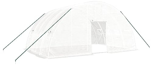 vidaXL Serre avec Cadre en Acier Blanc 24 m² 6x4x2,85 m, polytunnel, Serre à Cadre Froid, Serre pour Tomate, Serre de Jardin, Serre pour Culture