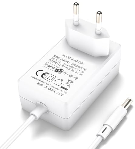 ShineBurky Adaptador de Corriente DC 12V 5A 60W, Fuente de Alimentación Transformador para Tiras LED 2835 5050, Cámaras, Doméstico para Pantallas, Equipos Electrónicos (5.5mm X 2.1mm)