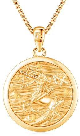 REDSUN 12 Horoskop Halskette 925 Sterling Silber Sternzeichen SCHÜTZE Kette Sternzeichen Anhänger 12 Konstellation Oxidierte Halskette Schmuck für Frauen und Mädchen Weihnachtsgeschenk(Gold)