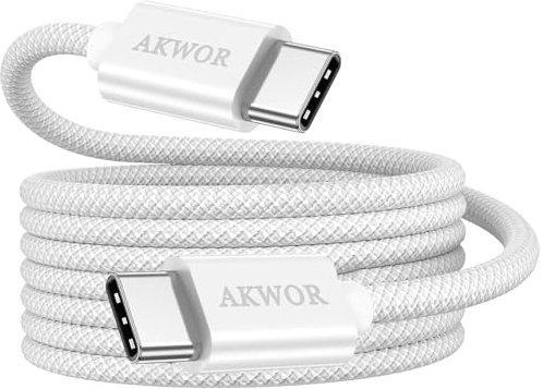 AKWOR 6.6FT USB C to USB C Monitor Cable, 8K@60HZ HD Video Output, USB C 4 Support 40Gbps Data Transfer, 240W Charging Cable for iPhone 15 Pro Max Plus, Thunderbolt 3/4 MacBook, iPad Pro and More