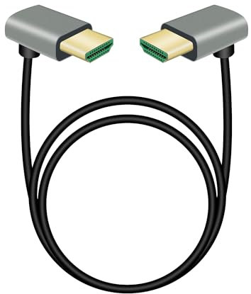 RIIEYOCA 8K 270 Degree HDMI Cable, Down Angle HDMI Male to 90 Degree Down Angle HDMI Male Cable, 48Gbps High Speed 2.1 Supports 8K@60Hz, ARC,3D for DVR, HDTV, Roku Ultra(1M)