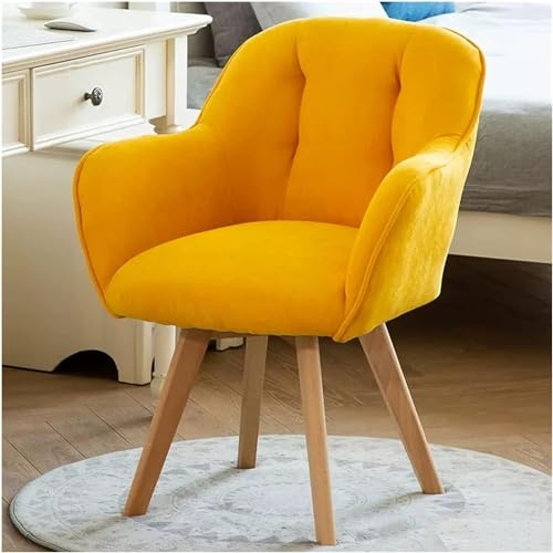 Drehsessel aus Samt mit stabilen Holzbeinen, perfekt für kleine Räume, Esszimmer, Schreibtisch, Lounge, gepolsterter Stoff-Akzentstuhl, Club-Stuhl, keine Rollen