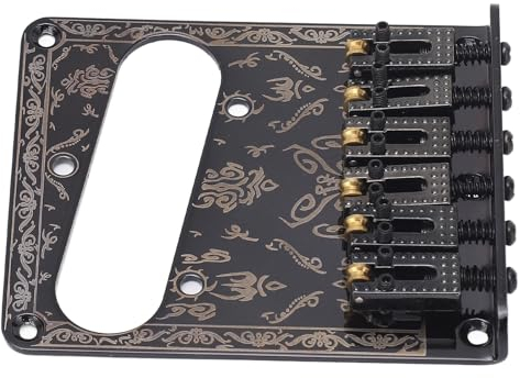 POYHKFD Telecaster Bridge Gotoh, Telecaster Bridge Plate Wing Telecaster Bridge, Telecaster Parts Telecaster Bridge Plate Humbucker Bridge für Tl Ersatzteile Zubehör Black Carving(Schwarz)