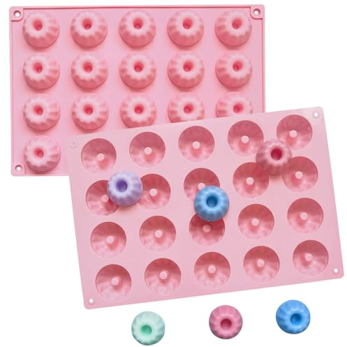 Taasmoog Mini Gugelhupfform Silikon, 2 Stück Backform Gugelhupf Kuchenform Klein Savarin Form Wiederverwendbare Muffinförmchen