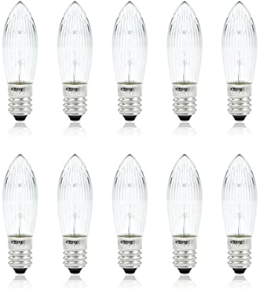Lamptobe E10 3W 16V, Lampen für Schwibbogen Ersatzbirne 16V, Lichterkette Schwibbogen Warmweiss 2200K LED Birnen für Lichterbogen Weihnachten, Weihnachtspyramide Kerzen (20 Stück)