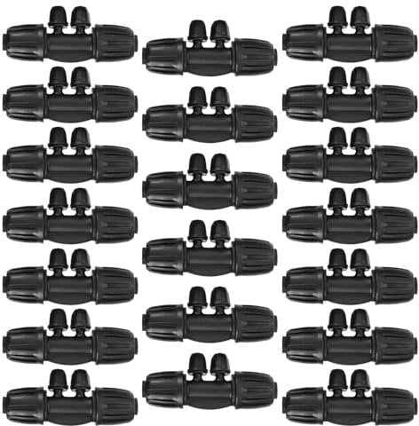 DRELD 20Pcs Barbed Tee 4-Way 1/2 inch to 1/4 Inch Tubing Irrigation Anti-Drop Fittings, Drip Irrigation Fittings Lock Barbed Tee Connectors for (1/2'' ID x 0.60''-0.63'' OD) 16mm Drip Tubing