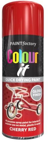 AlezyB - 12 x Cherry Red 400ml All Purpose Spray Paint | Use on Metal, Wood, Plastic and Multipurpose Aerosol Professional Quality Perfect Finish, for Interior Exterior and Excellent Coverage
