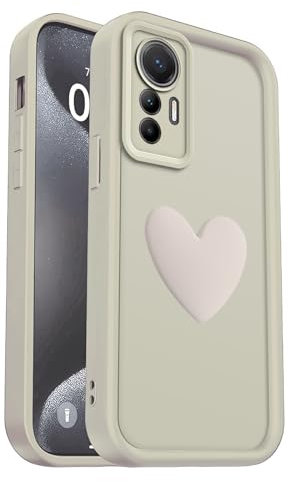 PanXCase Hülle für Xiaomi 12 Lite - Handyhülle 3D Herz Motiv Design Süß Silikonhülle, Kameraschutz Mädchen Stoßfest Kratzfeste Schutzhülle (White)